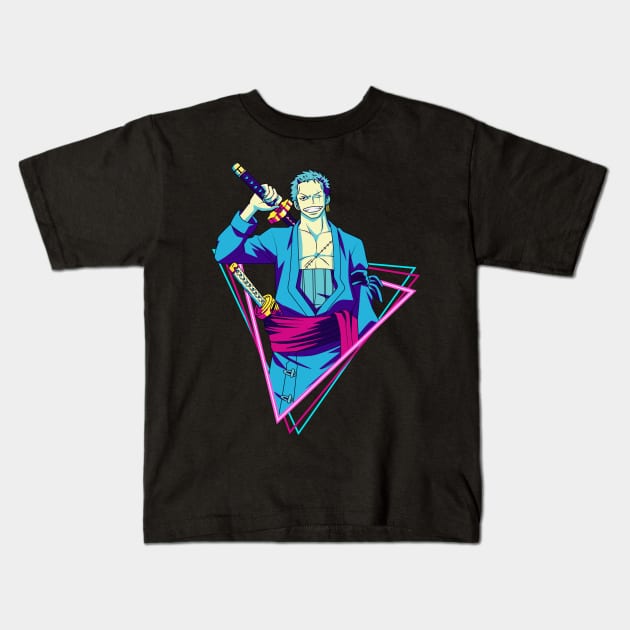 zoro roronoa - one piece anime Kids T-Shirt by mounier